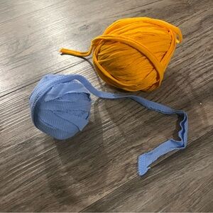 2 Fabric Skein Yarn Fibre Art Blue / Orange Yarn Crochet Knit